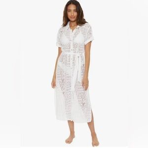 BECCA 🤍 Gauzy Lace Shirtdress Cover-Up